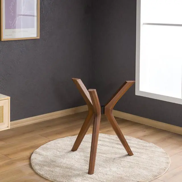 Alt view image 2 of 6 - Mid Century Modern Dining Table Base Only, Pedestal Table Bases, Wooden Legs for Kitchen Tables, Glass Top Wood Top Assembly Tools Available (Glass Tabletop Anti-Slip Pads, Walnut)