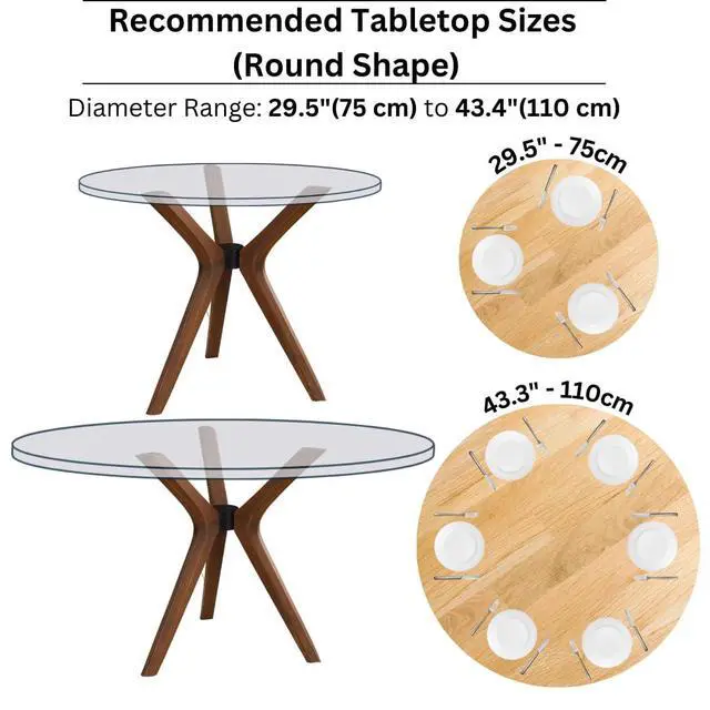 Alt view image 6 of 6 - Mid Century Modern Dining Table Base Only, Pedestal Table Bases, Wooden Legs for Kitchen Tables, Glass Top Wood Top Assembly Tools Available (Glass Tabletop Anti-Slip Pads, Walnut)