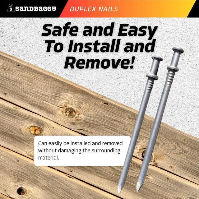 Alt view image 5 of 6 - 16d Duplex Nails (3.5" Long) - Temporary Construction, Concrete Forms, Scaffolding - 8 Gauge Steel - Smooth Shank, Flat Head - Removable/Reusable (2000)