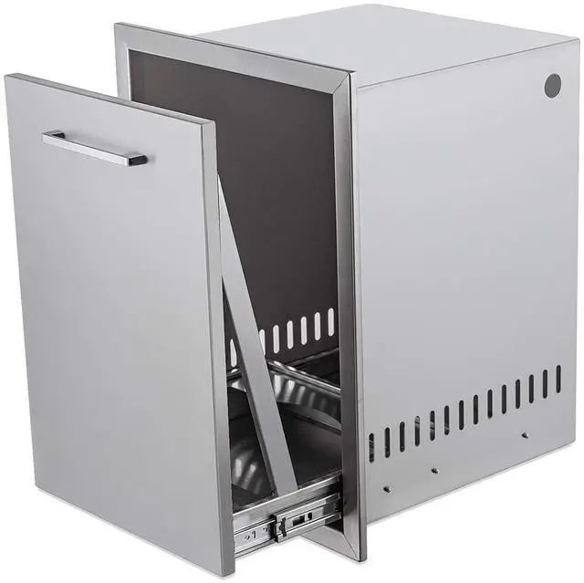 Main image of Pull-Out Trash Drawer Stainless Steel Outdoor Kitchen Trash Drawer Storage for Two 10 Gallon Commercial Wastebaskets (W/handle-17x23x16)