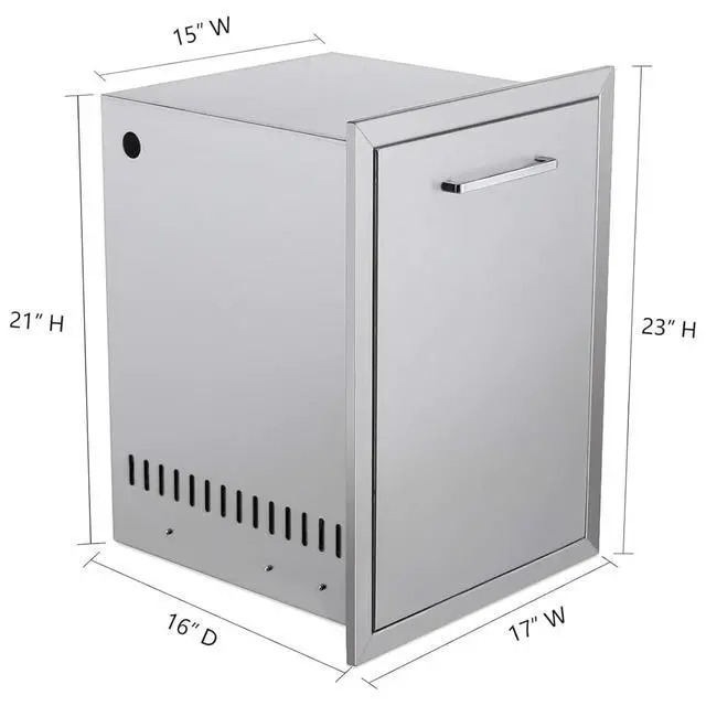 Alt view image 2 of 6 - Pull-Out Trash Drawer Stainless Steel Outdoor Kitchen Trash Drawer Storage for Two 10 Gallon Commercial Wastebaskets (W/handle-17x23x16)