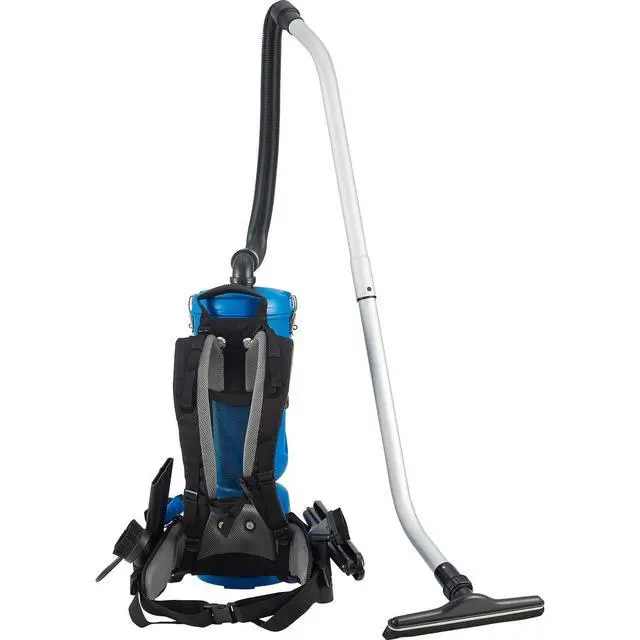 Alt view image 3 of 6 - Commercial Ergonomic HEPA Backpack Vacuum with 8-Piece Tool Kit, 2-1/2 Gallon Capacity, 105 CFM, 1080W, 120V, 50'L Power Cord, 70 dB