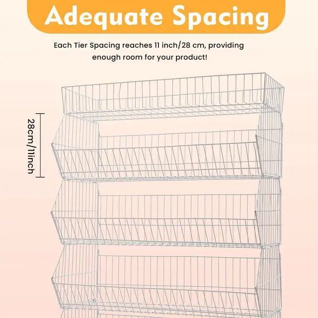 Alt view image 6 of 6 - Retail Display Rack 5-Tier Market Merchandise Display Shelf Fruit Storage Shelf Vegetable Snack Basket Retail Store Supplies with Wheels for Home Store Market (18" D X 35" W X 55" H-White)
