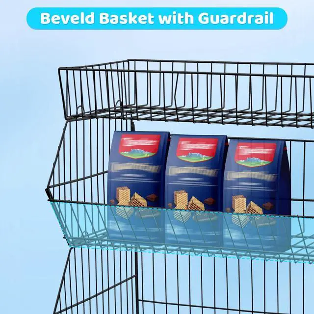 Alt view image 4 of 6 - Retail Display Rack 5-Tier Market Merchandise Display Shelf Fruit Store Storage Shelf Vegetable Snack Basket Retail Store Supplies with Wheels for Home Store Market (18" D X 35" W X 55" H)