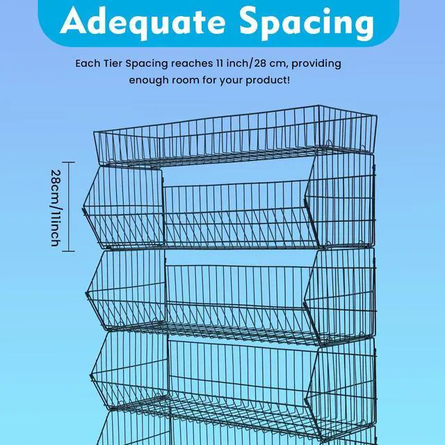 Alt view image 6 of 6 - Retail Display Rack 5-Tier Market Merchandise Display Shelf Fruit Store Storage Shelf Vegetable Snack Basket Retail Store Supplies with Wheels for Home Store Market (18" D X 35" W X 55" H)