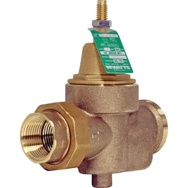 Alt view image 2 of 2 - 1-Inch Lead-Free Water Pressure Reducing Valve, NPT Thread Union x NPT Female, Adjust 25-75 PSI, Max Work 400 PSI