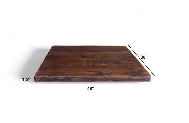 Alt view image 2 of 4 - Rustic Reclaimed Wood Dining Table Top, Dark Brown Matte Finish, for Restaurants/Cafes/Home, (30" x 48")