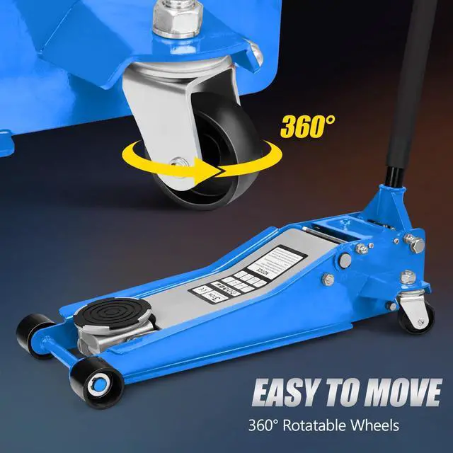 Alt view image 5 of 6 - 3 Ton Floor Jack, Aluminum and Steel Low Profile Jack with Dual Pistons Quick Lift Pump for Cars & SUVs, Lifting Range 2-19/20" to 20-1/10, Blue