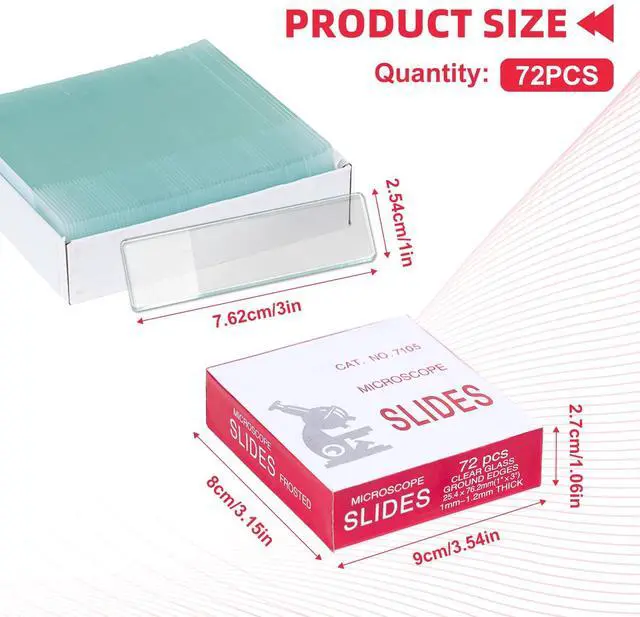 Alt view image 2 of 6 - 50Pack 3600Pcs Microscope Slides, 75 x 25 mm Microscope Glass Slides, Microscope Slides Frosted, Microscope Slides Frosted End, Pre-Cleaned Glass Slides for Classroom & Lab Use