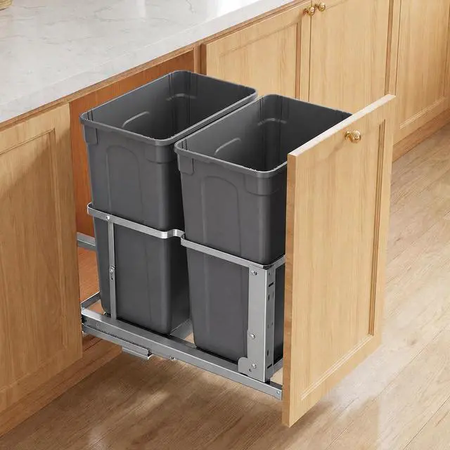Main image of Pull Out Trash Can Under Cabinet, 35QT x2 Soft-Close Under Sink Garbage Bin with Full-Extension Slides, Heavy Duty Dual Recycling Waste Container for Kitchen Cabinet, Sink, 2 Bins Included