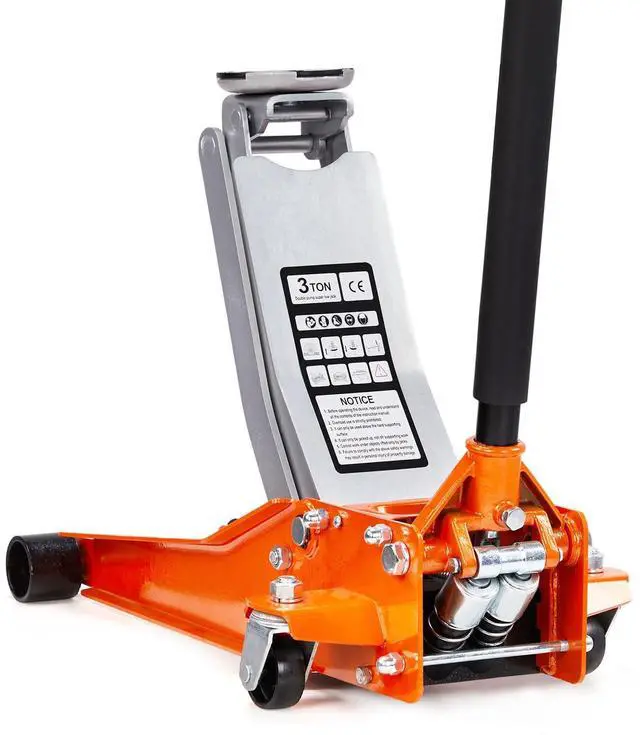Main image of 3 Ton Floor Jack, Aluminum and Steel Low Profile Jack with Dual Pistons Quick Lift Pump for Cars & SUVs, Lifting Range 2-19/20" to 20-1/10", Orange