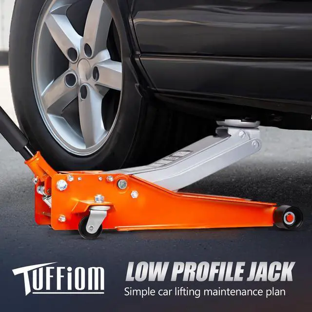 Alt view image 6 of 6 - 3 Ton Floor Jack, Aluminum and Steel Low Profile Jack with Dual Pistons Quick Lift Pump for Cars & SUVs, Lifting Range 2-19/20" to 20-1/10", Orange