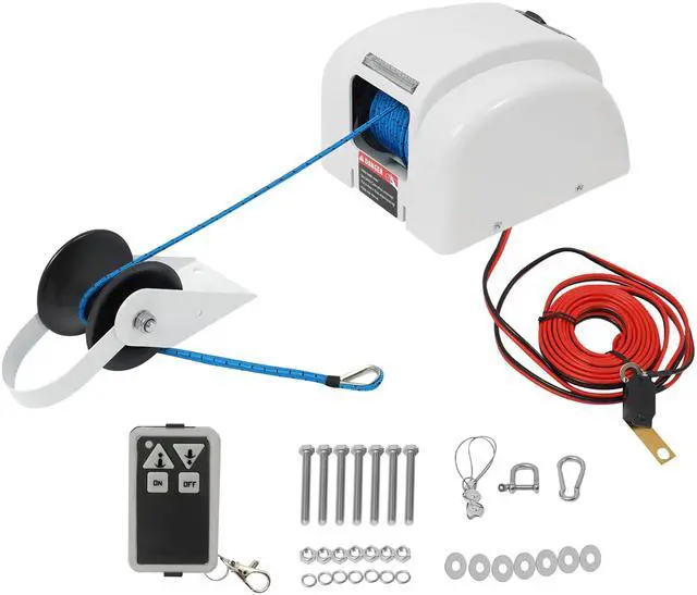 Main image of Electric Anchor Winch, 45 LBS Electric Anchor Winch for Boat 12 Volt Motor Towing Winches Boat Winch with Wireless Remote Control and 100FT Anchor Rope, Rope Strength 700 LBS