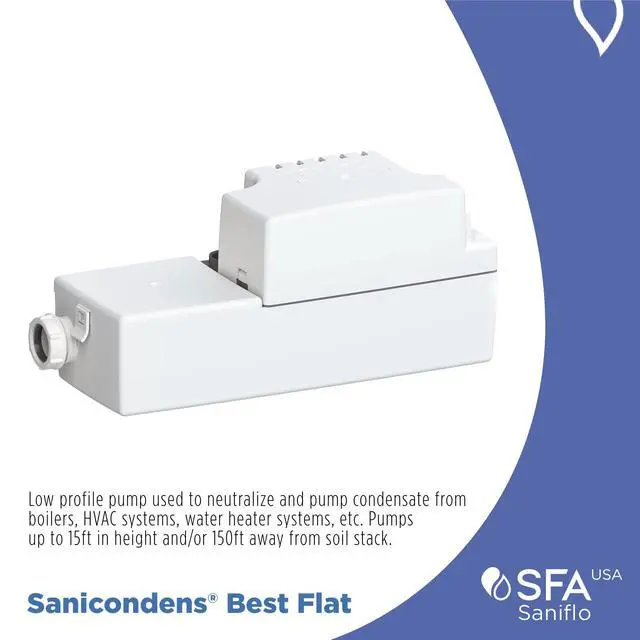 Alt view image 2 of 6 - SFA - Sanicondens Best Flat - Condensate Pump with Built-in Neutralizer - 500,000 BTU Capability - Condensing Boilers, HVAC Systems & Water Heater Systems Made In France