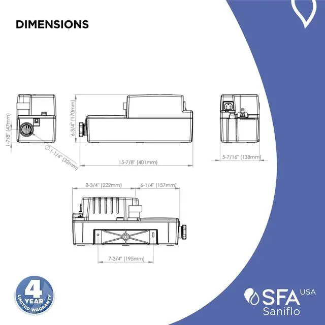 Alt view image 6 of 6 - SFA - Sanicondens Best Flat - Condensate Pump with Built-in Neutralizer - 500,000 BTU Capability - Condensing Boilers, HVAC Systems & Water Heater Systems Made In France