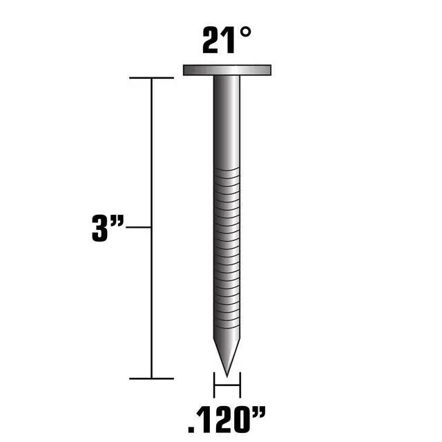 Alt view image 2 of 3 - Framing Nails | 3-Inch x.120 | 21 Degree | Full Round Head | Ring | Galvanized | 4,000 Count | 10302HPT