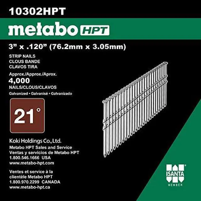 Alt view image 3 of 3 - Framing Nails | 3-Inch x.120 | 21 Degree | Full Round Head | Ring | Galvanized | 4,000 Count | 10302HPT