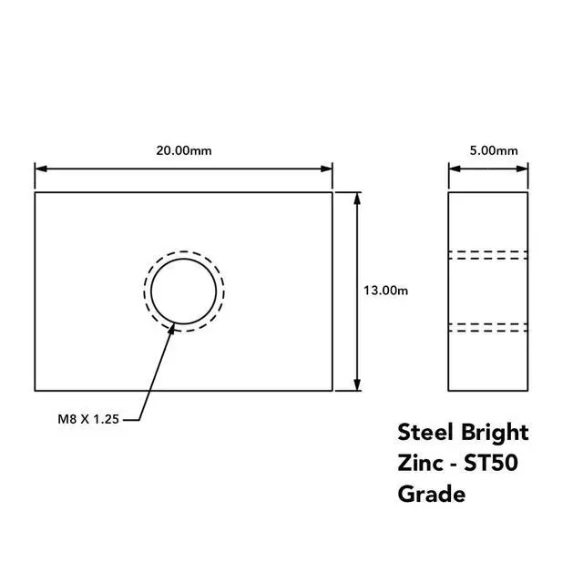 Alt view image 3 of 6 - 8020, 14131, 15 40 45 Series Steel M8 Slide-in Economy T Nuts Hardware Block Nuts for 1.5", 40mm, and 45mm Series Aluminum Extrusions Profiles (250 Pack)