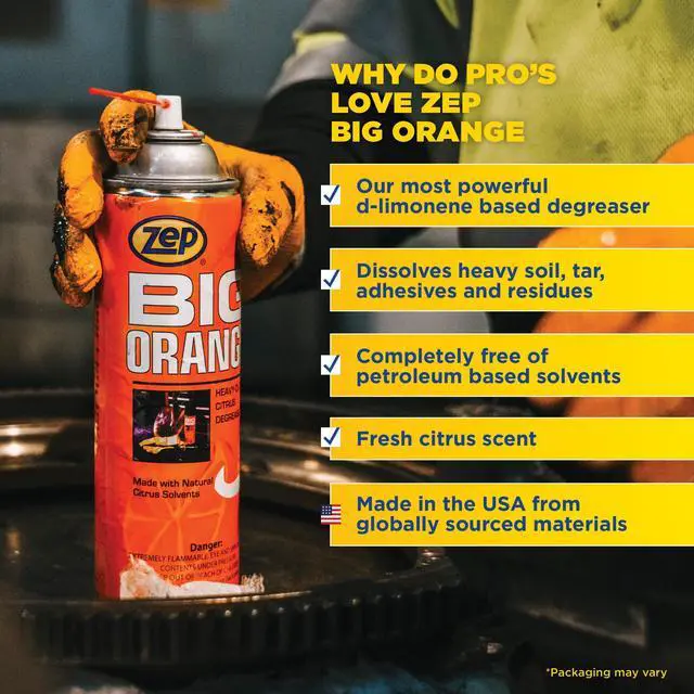 Alt view image 4 of 6 - Big Orange Heavy-Duty Citrus Degreaser Aerosol - 15 oz (Case Of 12) 11401 - Industrial Strength, Citrus Solvents, Dissolves Heavy Soil, Grease, Tar, Oil