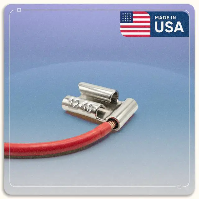 Alt view image 6 of 6 - 1000 Pcs Non-Insulated Flag Quick Disconnect Electrical Wire Connector - 12-10 AWG Gauge.250 (1/4") Blade Wire Terminal Crimp Connector - Made in USA