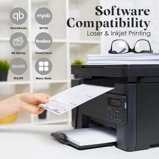 Alt view image 3 of 6 - ABC Computer Checks Compatible w/Quick Books, Checks on Top, Green Linen (500 Sheets)