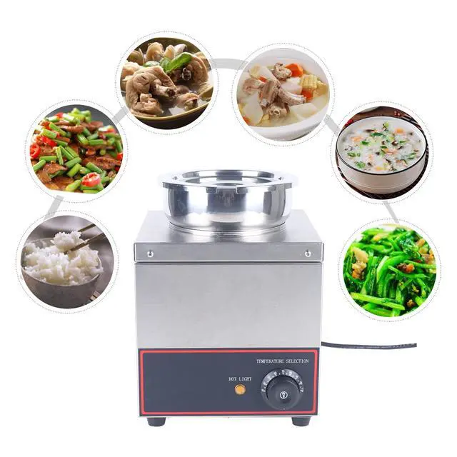 Alt view image 6 of 6 - Commercial Grade Bain Marie Buffet Food Warmer 1 Round Pot Stainless Steel Food Warmer Steam Table for Catering and Restaurants 150W 110V (1 Round Pot)