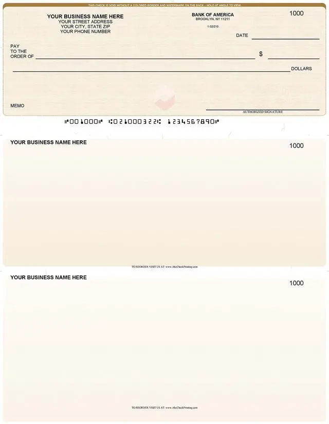 Main image of ABC Computer Voucher Checks Compatible w/Quick Books Check on Top, Gold Linen (500 Sheets)