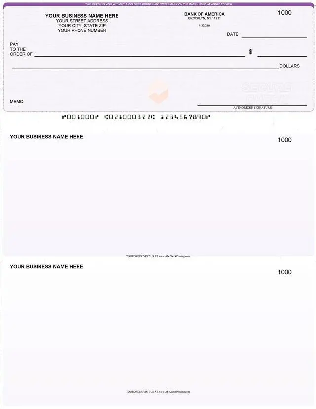 Main image of ABC Computer Checks Compatible w/Quick Books, Checks on Top, Purple - 500 Sheets
