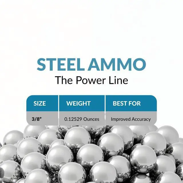Alt view image 4 of 6 - (10,000 Pieces) PGN Steel Slingshot Ammo - 3/8" Inch (0.375" Caliber) - Straight & Precise Practice Slingshot Ammo - Steel Pocket Slingshot Ammo - Slingshot Ammo Steel
