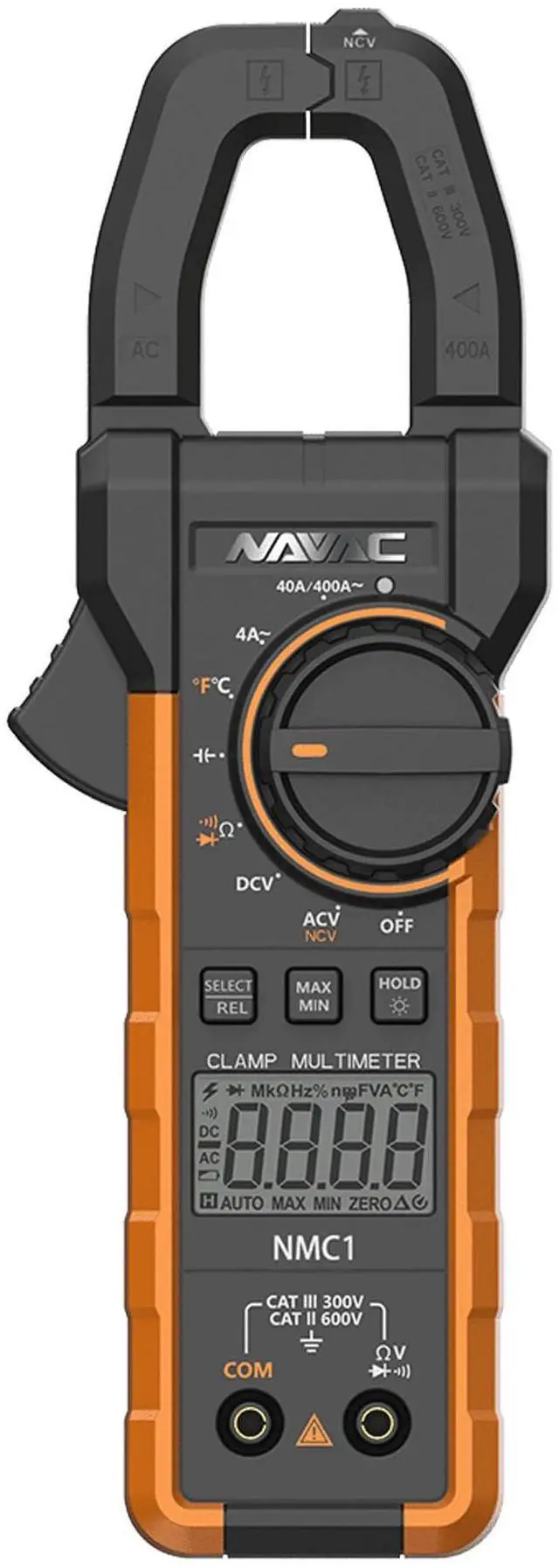 Main image of NMC1 Digital Clamp Meter - HVAC Multimeter Clamp - Backlit Display - Adjustable Large Jaw - High Precision Chip - Compact Design