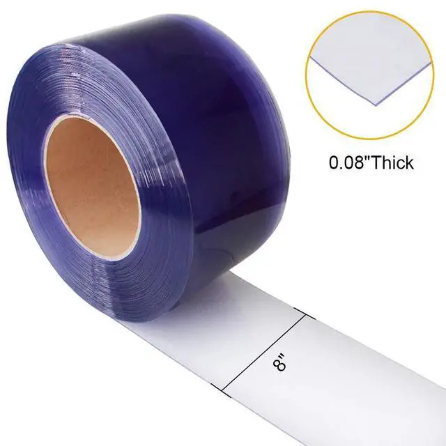 Alt view image 2 of 5 - Standard Clear PVC Smooth Curtain Strip Door Bulk Roll, 101' Length x 8" Width x 0.08" Thick