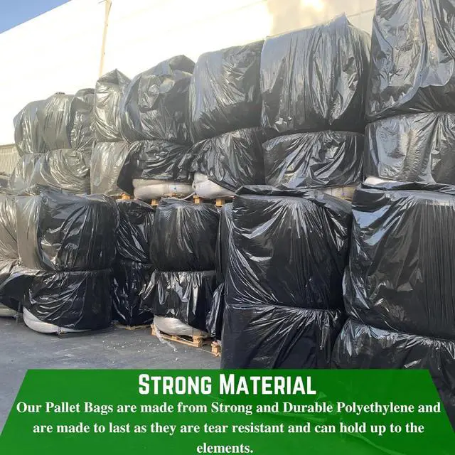 Alt view image 4 of 6 - Black Pallet Covers - 3 Mil - (55" x 53" x 75") - Heavy Duty Construction Grade Strength Pallet Bags, Pallet Covers, Polyethylene Pallet Bags, and Pallet Storage (10 Pack)