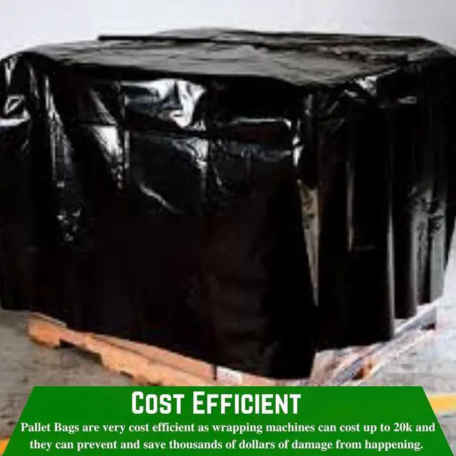 Alt view image 6 of 6 - Black Pallet Covers - 3 Mil - (55" x 53" x 75") - Heavy Duty Construction Grade Strength Pallet Bags, Pallet Covers, Polyethylene Pallet Bags, and Pallet Storage (10 Pack)