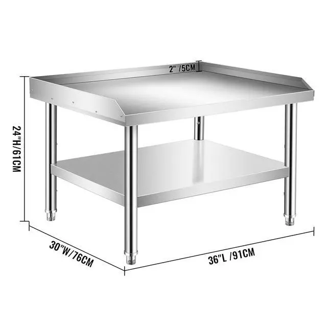 Alt view image 2 of 6 - Equipment Grill Stand 30 x 36 x 24 Inch, Stainless Steel Table with Adjustable Storage Undershelf, Equipment Stand for Commerical Kitchen Restaurant Home and Hotel