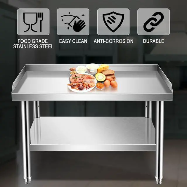 Alt view image 3 of 6 - Equipment Grill Stand 30 x 36 x 24 Inch, Stainless Steel Table with Adjustable Storage Undershelf, Equipment Stand for Commerical Kitchen Restaurant Home and Hotel