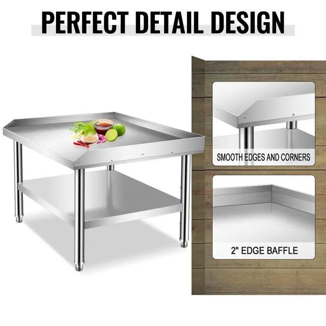 Alt view image 5 of 6 - Equipment Grill Stand 30 x 36 x 24 Inch, Stainless Steel Table with Adjustable Storage Undershelf, Equipment Stand for Commerical Kitchen Restaurant Home and Hotel