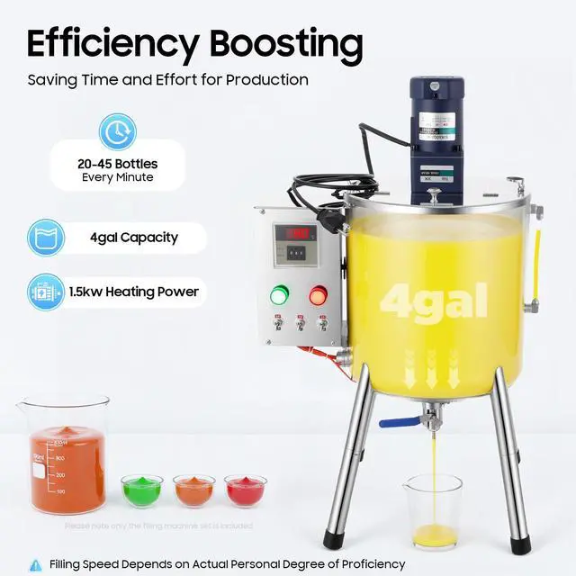 Alt view image 3 of 6 - Heating Mixing Filling Machine,30L Paste Liquid Filling Machine Stainless Steel Stirring Tank Cream Liquid Filler Machine Paste Filler Lipstick Candle Heat Filler for Lipstick Shoe Polish Wax (15L)
