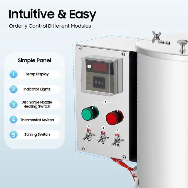 Alt view image 5 of 6 - Heating Mixing Filling Machine,30L Paste Liquid Filling Machine Stainless Steel Stirring Tank Cream Liquid Filler Machine Paste Filler Lipstick Candle Heat Filler for Lipstick Shoe Polish Wax (15L)