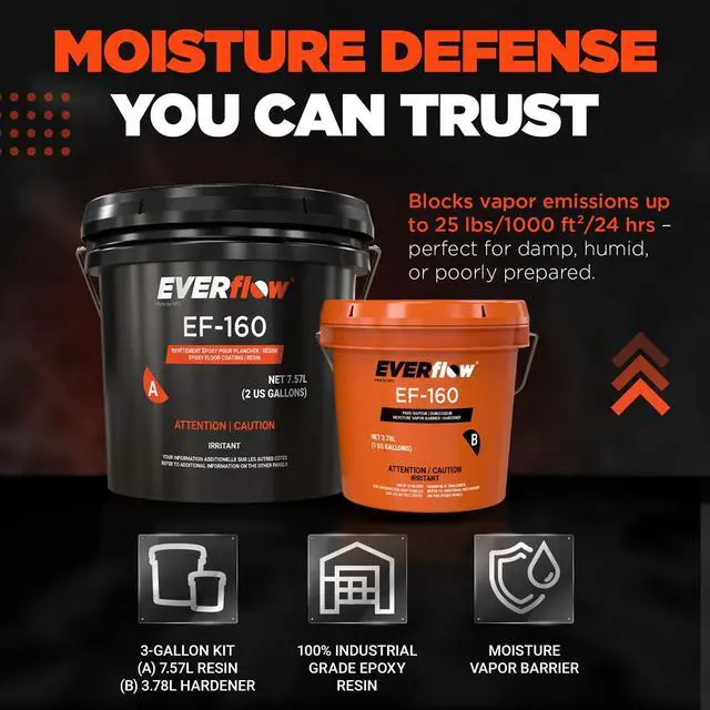 Alt view image 2 of 6 - Everflow Made by MPC Epoxy Moisture Vapor Barrier, Moisture-Barrier Floor Epoxy Kit for Concrete, 100% Solids
