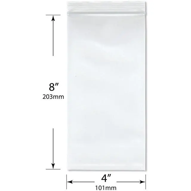 Alt view image 2 of 3 - 4" x 8" (Case of 1,000), 8 Mil Extra Thick Heavy Duty Zipper Reclosable Plastic Bags