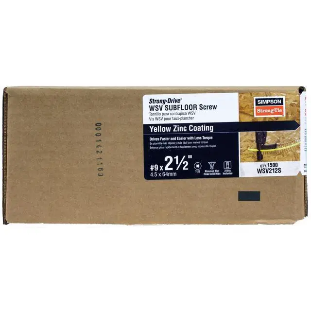 Alt view image 3 of 3 - WSV212S Strong-Drive WSV SUBFLOOR Screw (Collated) #9 x 2-1/2 in. T25, Yellow-Zinc (1500-Qty)