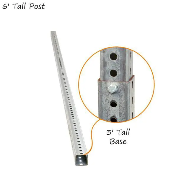 Alt view image 4 of 6 - Square Sign Post Kit - 6ft Tall x 1.5" Wide Galvanized Steel Post and 3 Ft Stub for Natural Ground, Made in USA