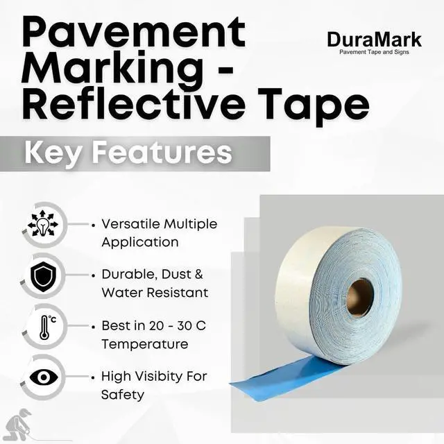 Alt view image 4 of 6 - DuraMark White Outdoor Pavement Marking Tape, Flexible Polymer Rubber Base for Asphalt & Concrete Surfaces (4 Inch x 150 Feet)