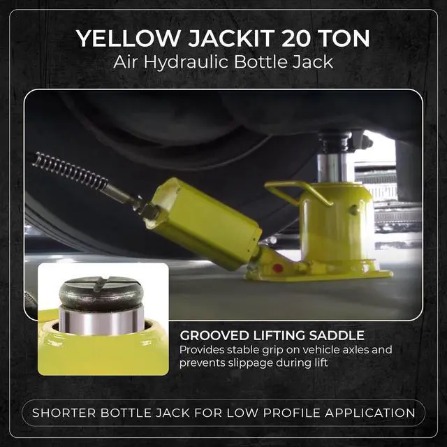 Alt view image 6 of 6 - 10399 Yellow Jackit Air Hydraulic Bottle Jack, 20 Ton Capacity, 10.25 Inch Height 14 Inches Height