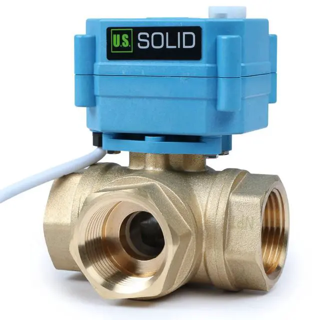 Alt view image 2 of 6 - 1" 3 Way Brass Motorized Ball Valve 110-230VAC, L Type Water Shutoff Valve with Manual Function, Standard Port, NOT for Drinking Water