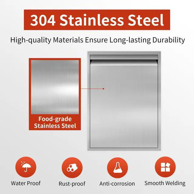 Alt view image 3 of 6 - Pull Out Trash Drawer 19" Wx27 Hx16 D Built-in Single Trash Drawer Stainless Steel Trash Bin for BBQ Island Grill