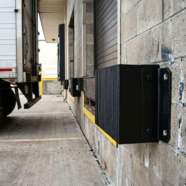 Alt view image 3 of 6 - Rubber Dock Bumper, 24" x 10" x 6", for Loading Bay & Shipping Dock Protection, Laminated, Steel Mounting Bracket, 3/4" Mounting Holes