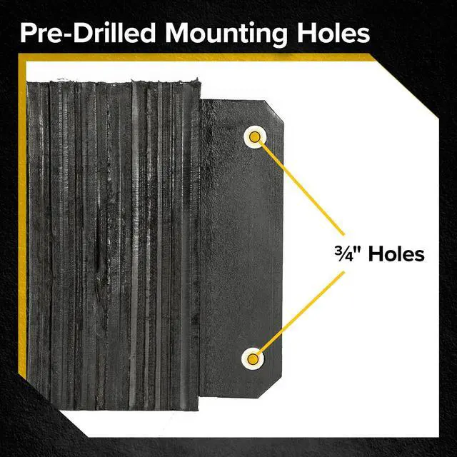 Alt view image 5 of 6 - Rubber Dock Bumper, 24" x 10" x 6", for Loading Bay & Shipping Dock Protection, Laminated, Steel Mounting Bracket, 3/4" Mounting Holes