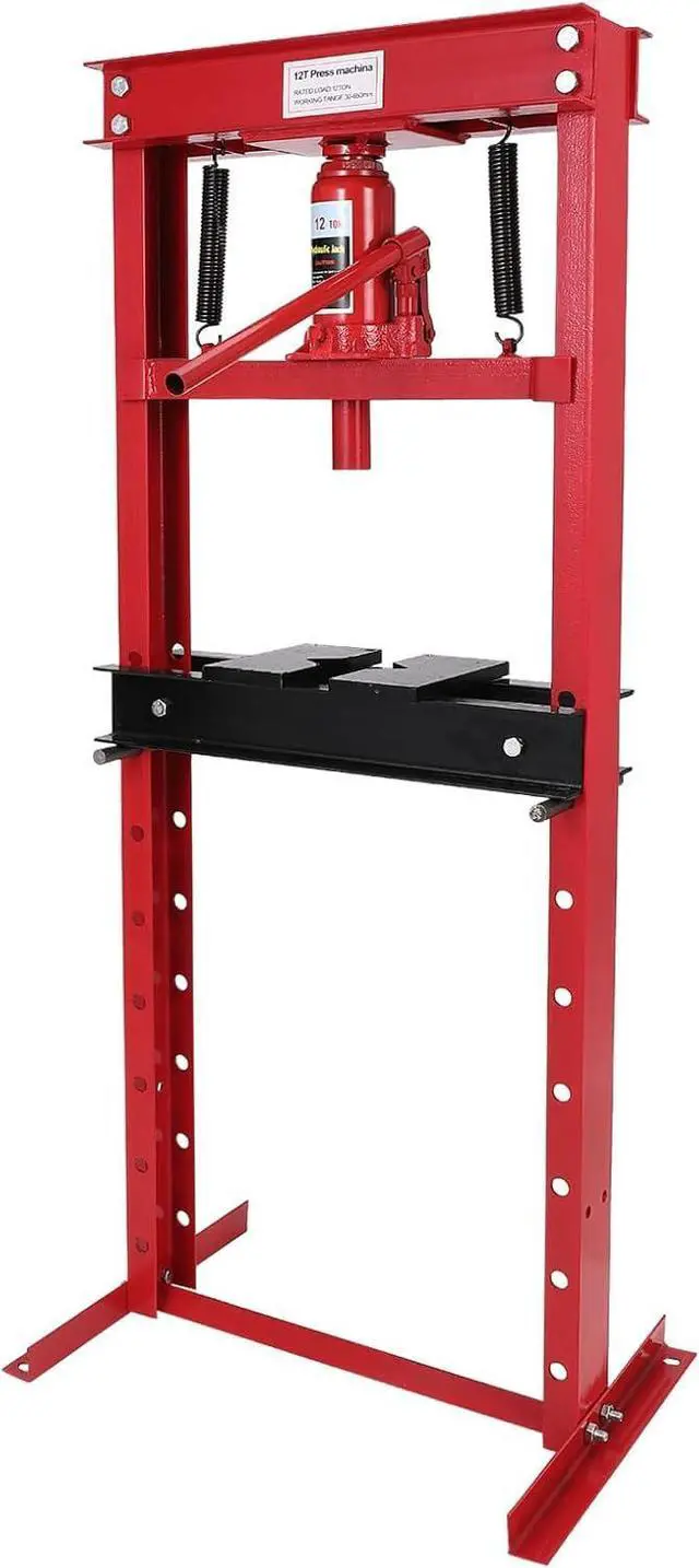 Main image of 12 Ton h-Frame Hydraulic Shop Press, Heavy Duty Floor Type Press with Adjustable Press Plates for Bending, Straightening, Bearing Removal & Professional Automotive Repair