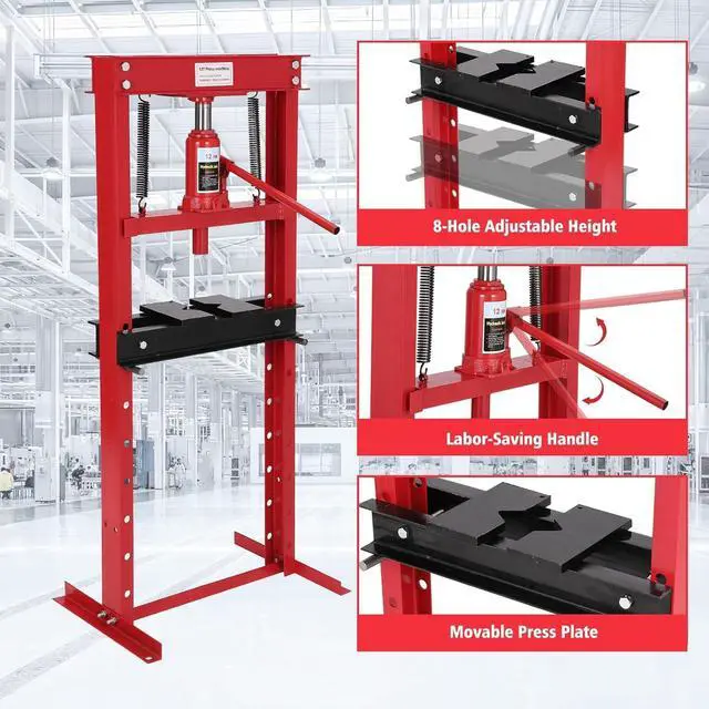 Alt view image 5 of 6 - 12 Ton h-Frame Hydraulic Shop Press, Heavy Duty Floor Type Press with Adjustable Press Plates for Bending, Straightening, Bearing Removal & Professional Automotive Repair